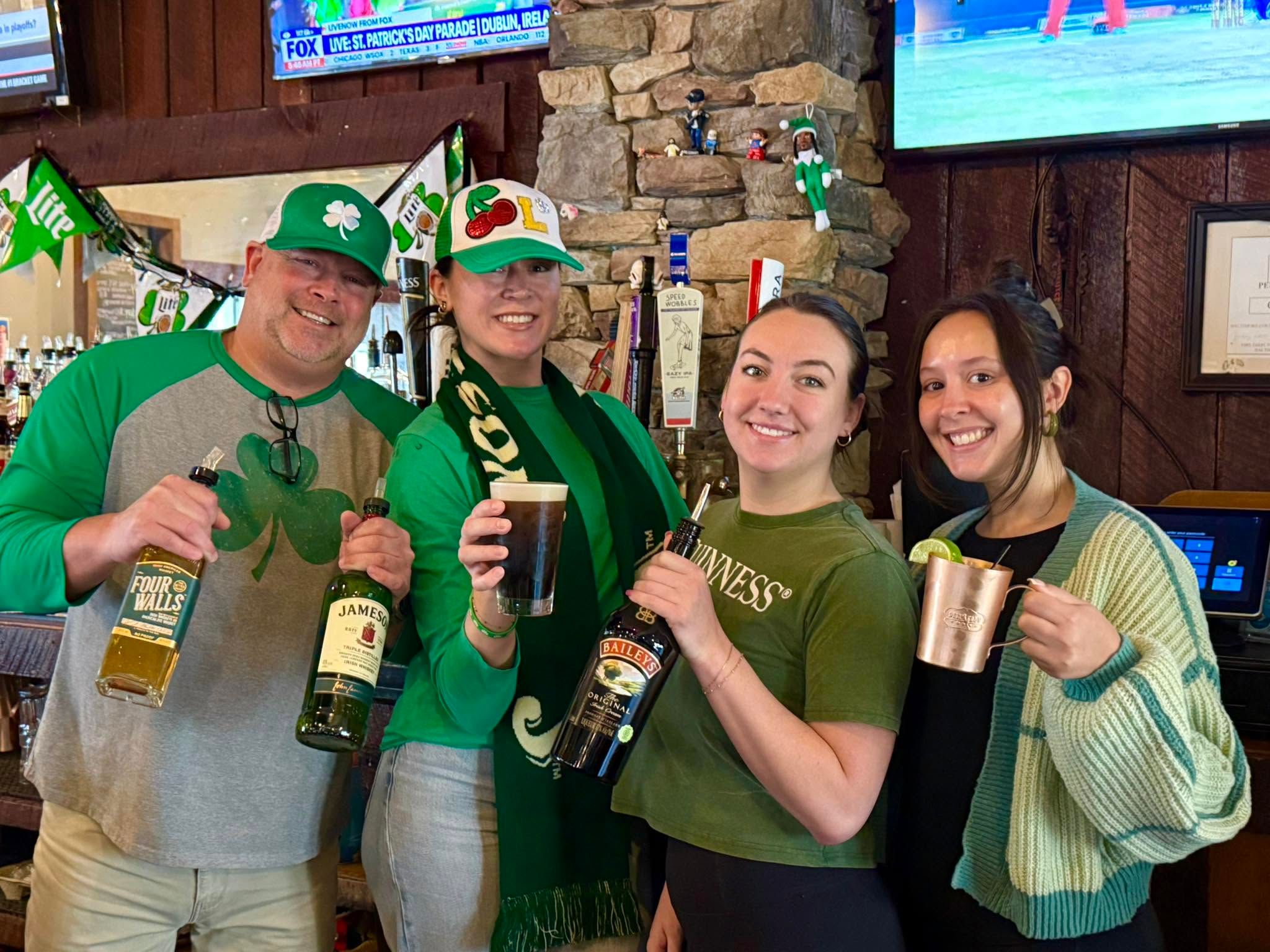behind the bar on St. Patrick's Day